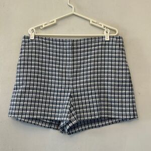 Loft plaid blue white twill shorts Size 14 EUC